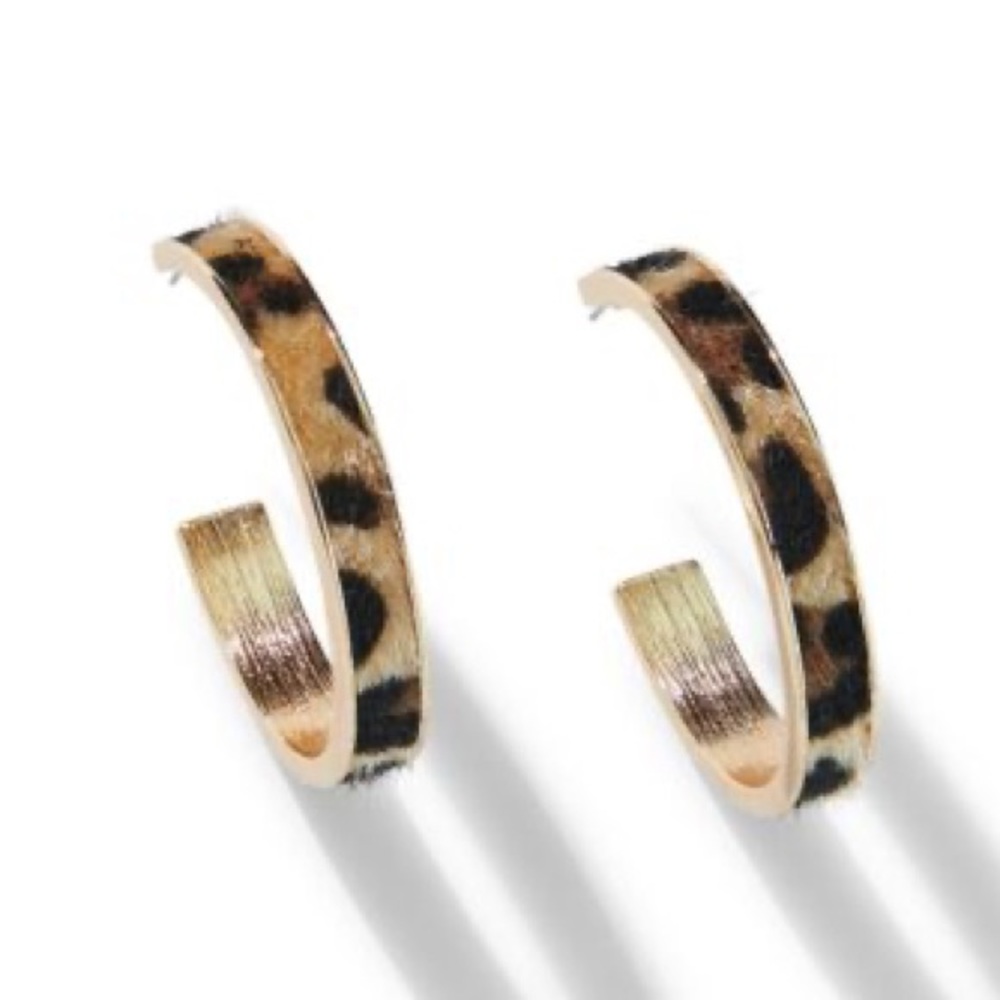 NWT Park Lane Espresso Cheetah Print Hoop Earrings